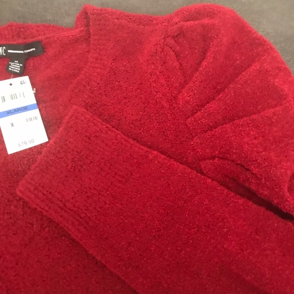 INC International Concepts NWT Puffy Sleeve Glitz DC Sweater in Real Red Size XL - Picture 5 of 11